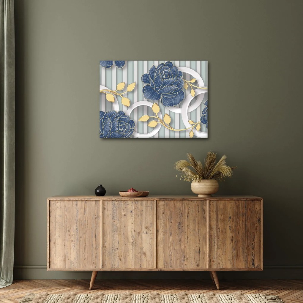 Kép - Rózsák és körök (70x50 cm)