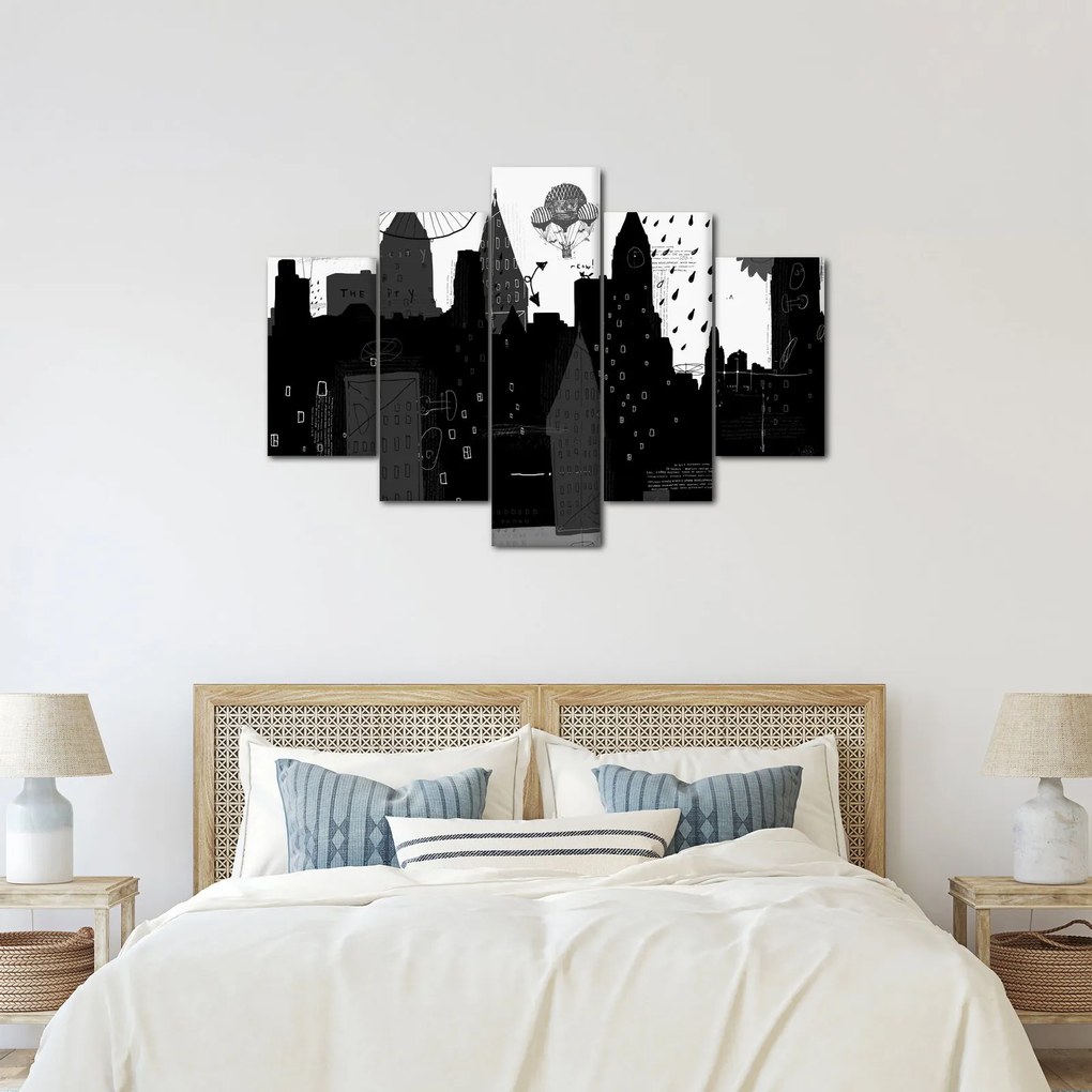 Kép - Város feliratokkal és mintákkal (150x105 cm)