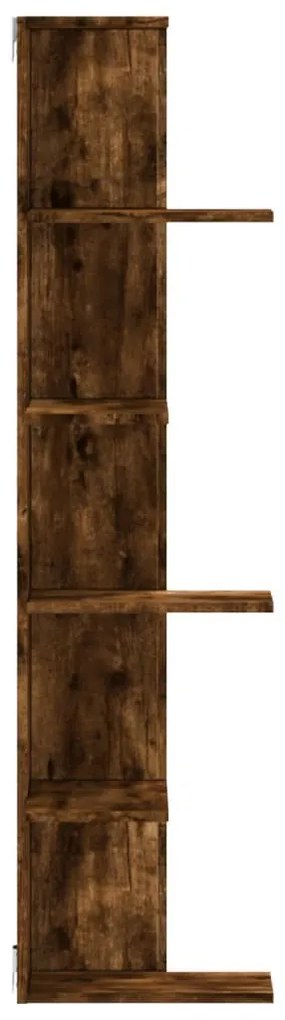 füstös tölgy szerelt fa fali sarokpolc 36,5 x 36,5 x 140 cm
