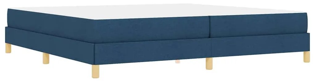 Boxrugós ágy Kék és Barna 200 x 200 cm Textil és mérnöki fa