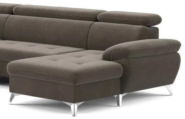 CATANIA baloldali barna U-alakú sarokkanapé tárolóval, ággyá nyitható