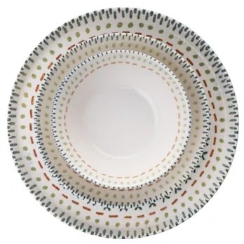 12 darabos, élénk színű porcelán étkészlet