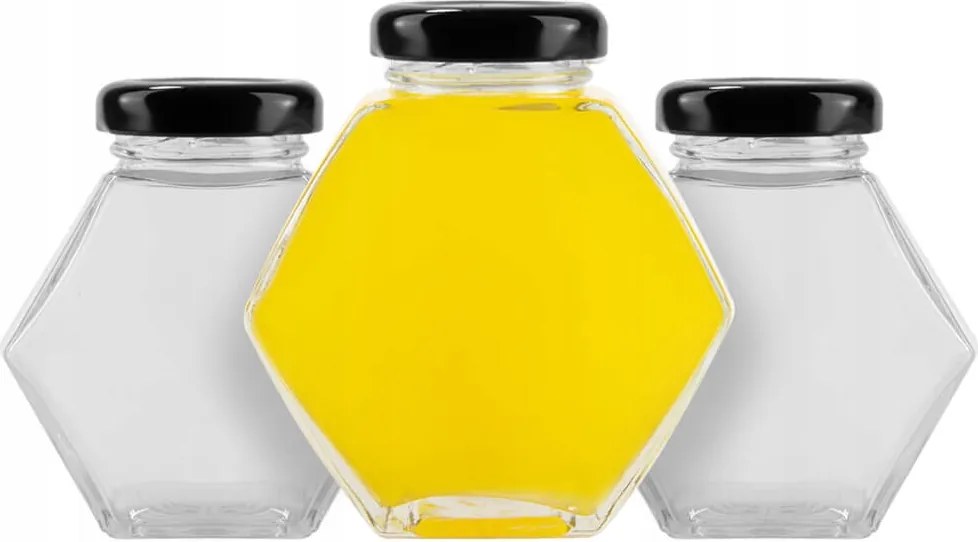 12X Hexagon Díszes Üvegtégely 100ML Lekvár Fűszerek