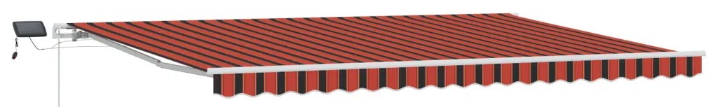Kézi behúzható napellenző LED-del narancs és barna színben, 500x300 cm