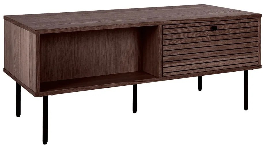 Sötétbarna dohányzóasztal tölgyfa dekorral 50x100 cm Kyoto – House Nordic