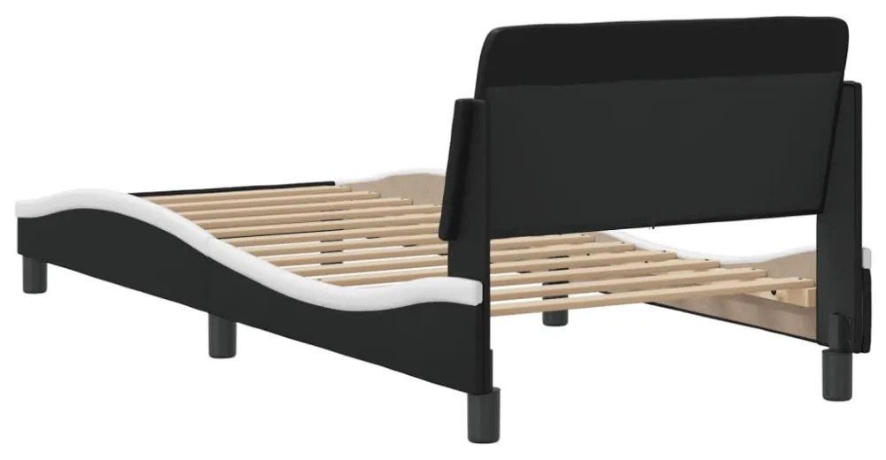 fekete és fehér műbőr ágykeret Dover 80 x 200 cm