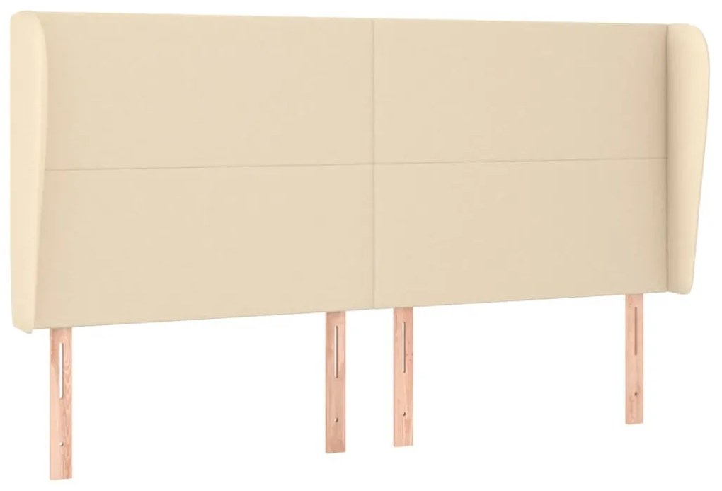 krémszínű szövet fejtámla szárnyakkal 183x23x118/128 cm