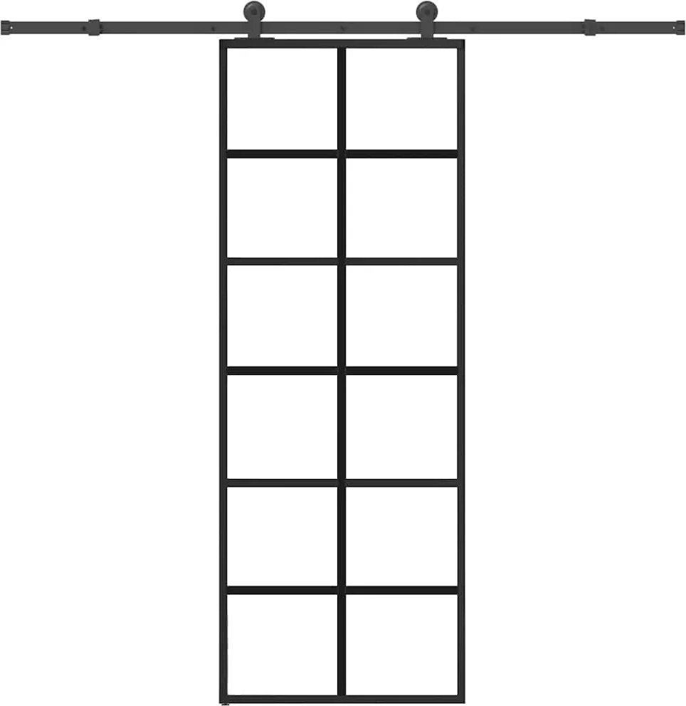 vidaXL ESG üveg és alumínium tolóajtó fémszerelvény-szettel 76x205 cm