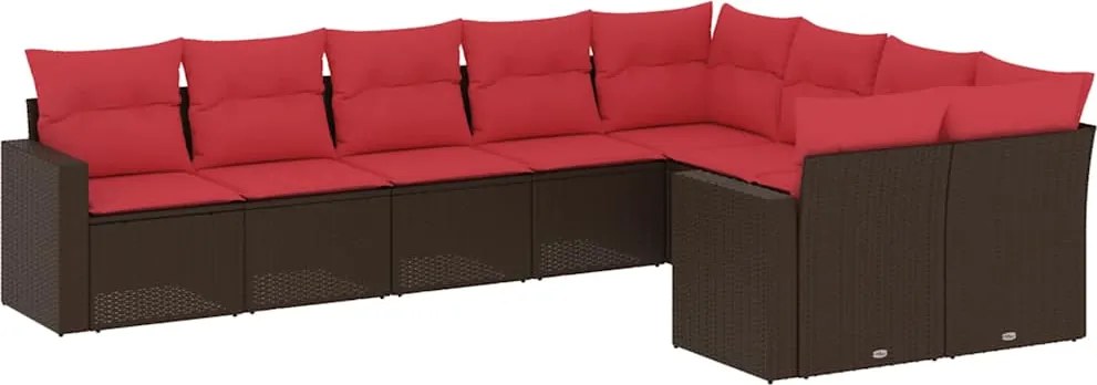 vidaXL 9-részes barna polyrattan kerti ülőgarnitúra párnákkal