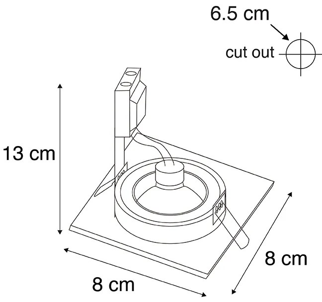 6 darabos modern, négyzet alakú, süllyesztett spotlámpa szett arany színben IP44 - Xena