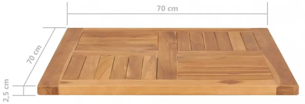 tömör tíkfa asztallap 70 x 70 x 2,5 cm