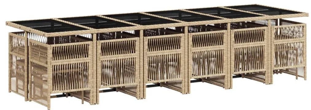 vidaXL 17 részes bézs polyrattan kerti étkezőgarnitúra párnákkal