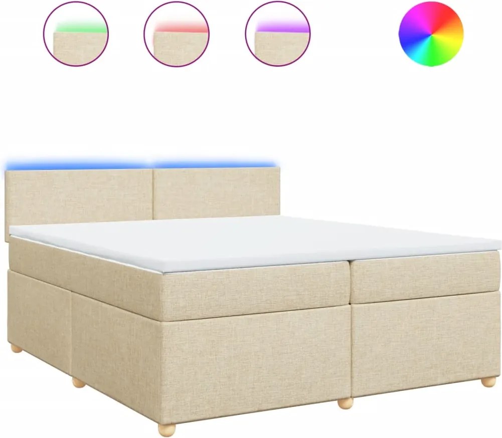 vidaXL krémszínű szövet rugós ágy matraccal 200 x 200 cm