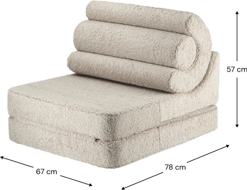 Világosbarna buklé gyerek fotel Flipster – Wigiwama