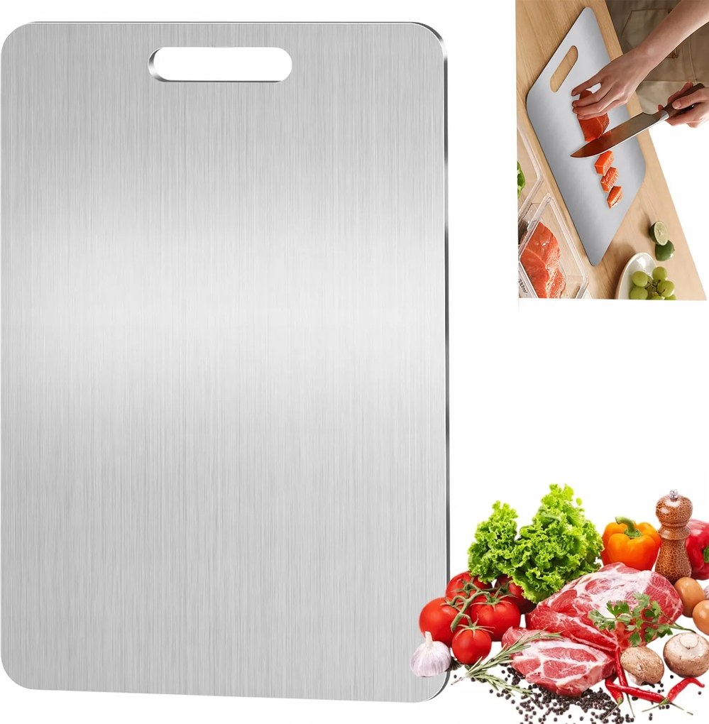 Acél Vágódeszka 60X40CM – Bpa Nélkül, Húsokhoz, Zöldségekhez És Péksüteményekhez