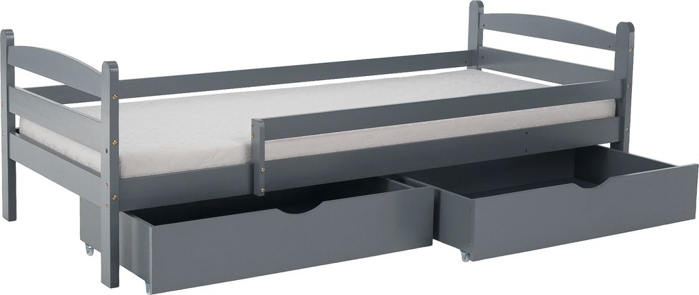 Ágy biztonsági akadállyal, 90x200, szürke, DALMA
