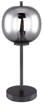 Globo 15345T Asztali lámpa fekete fém, füstszínű üveg búrával. Ø:185, H:450, exkl. 1xE14 40W 230V