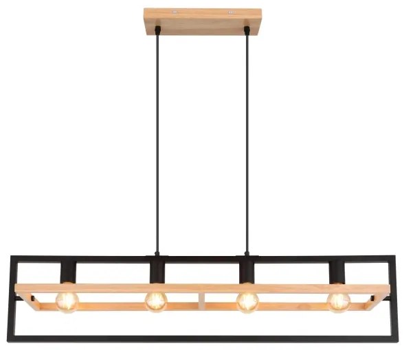 Globo 15575-4H - Kábellel függesztett ERICA csillár 4xE27/40W/230V fekete/bézs
