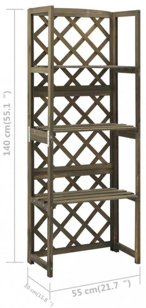 szürke tömör fenyőfa lugasrács polcokkal 55 x 30 x 140 cm