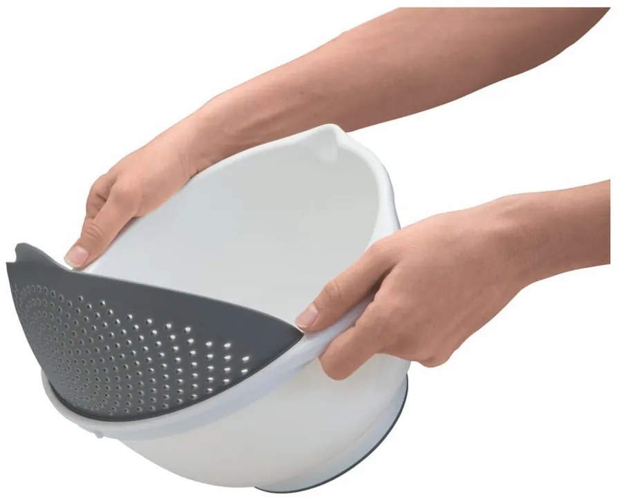 Fehér tál szűrővel 2v1, Ø 28 cm - Metaltex