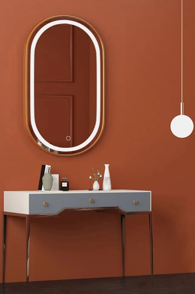 Tükör LED OLL 60x90 cm Brush Gold