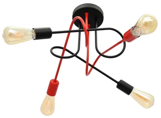 Felületre szerelhető csillár OXFORD 4xE27/15W/230V fekete/piros