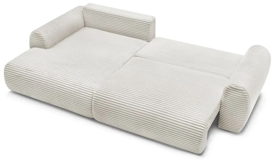 Krémszínű kordbársony kinyitható sarokkanapé (bal oldali) Lucien – Bobochic Paris