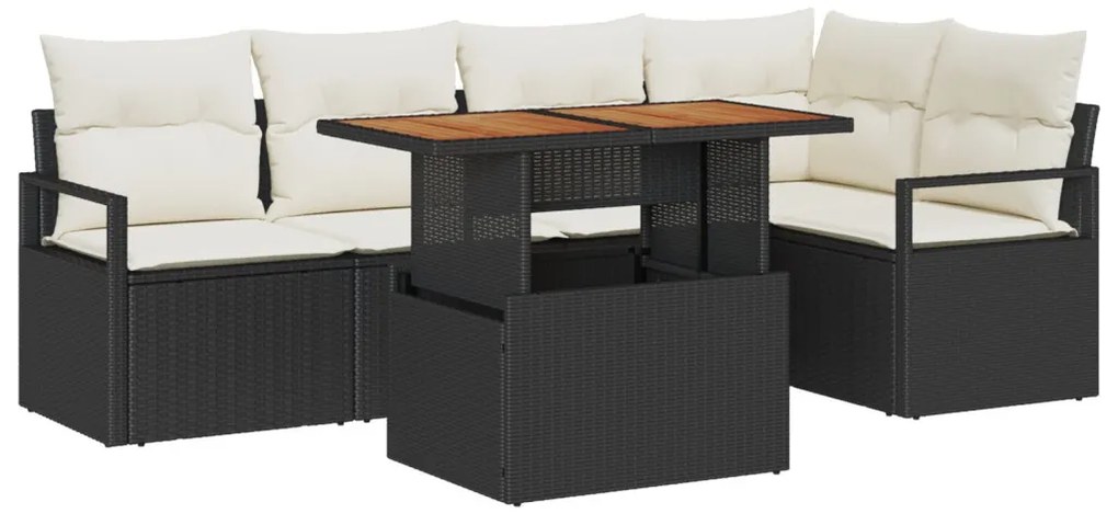 Kert étkező szett 6 pcs Fekete és Krém 100 x 55 x 73 cm