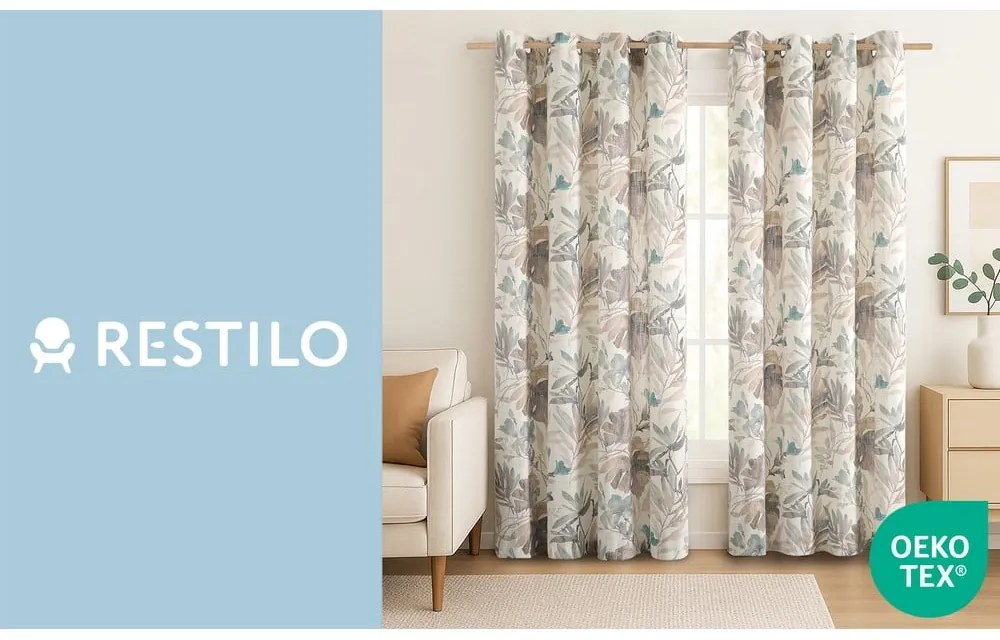 Krémszínű-szürkéskék függöny 135x250 cm Celesta – Restilo