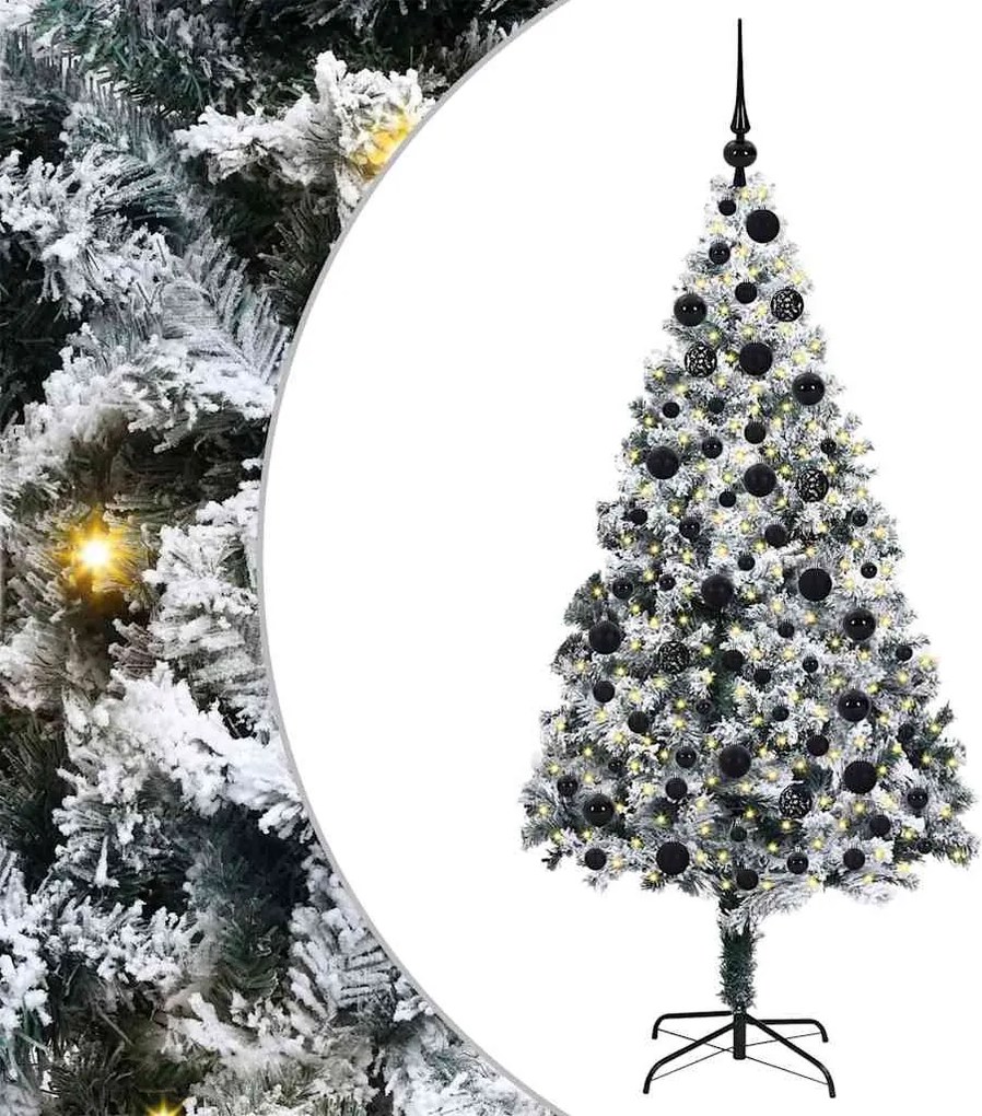 vidaXL Mű karácsonyfa 300 LED-del Fehér 180 cm PVC és Acél és Műanyag