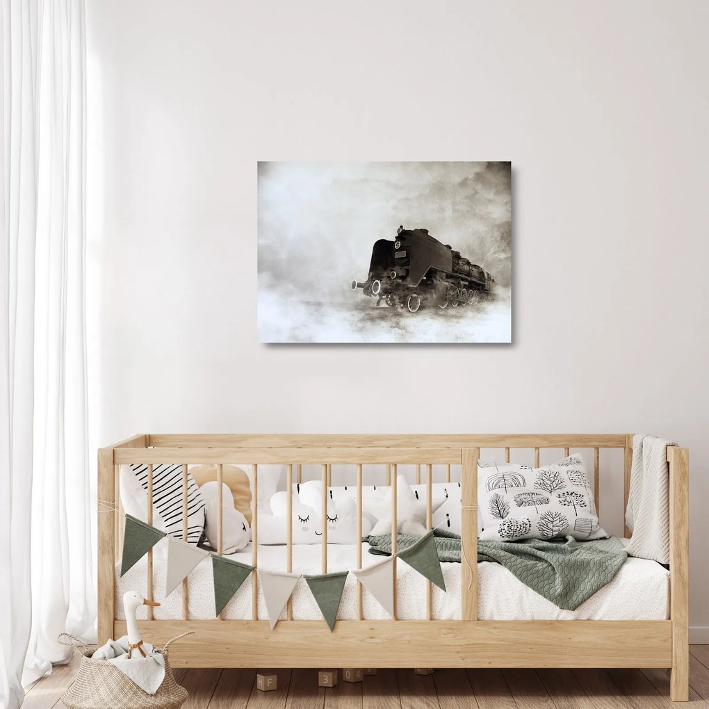 Kép - Vonat a ködben (üvegen) (70x50 cm)