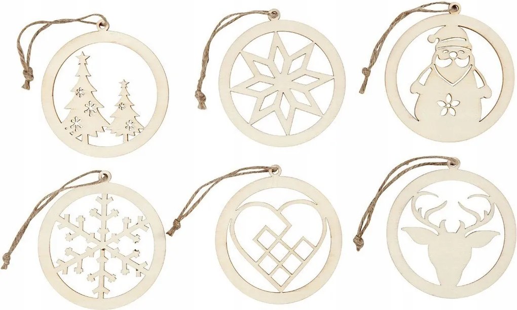 Karácsonyi medálok rétegelt lemezből 6 db