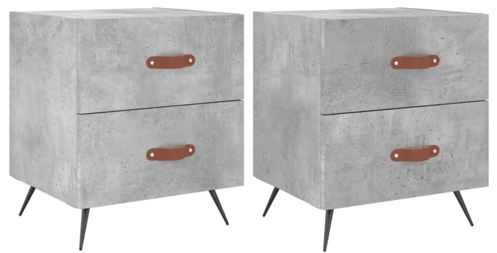2 db betonszürke szerelt fa éjjeliszekrény 40 x 35 x 47,5 cm