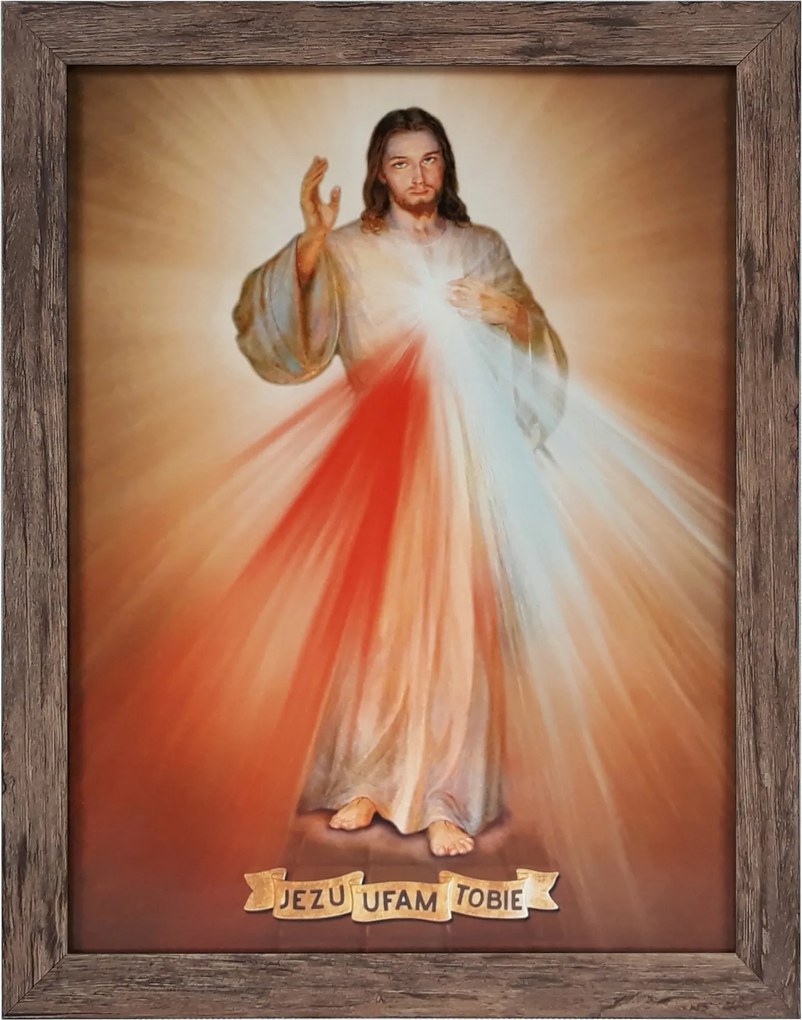 Vászonkép 45x35 Jézus Bízom Benned Tölgy Keret