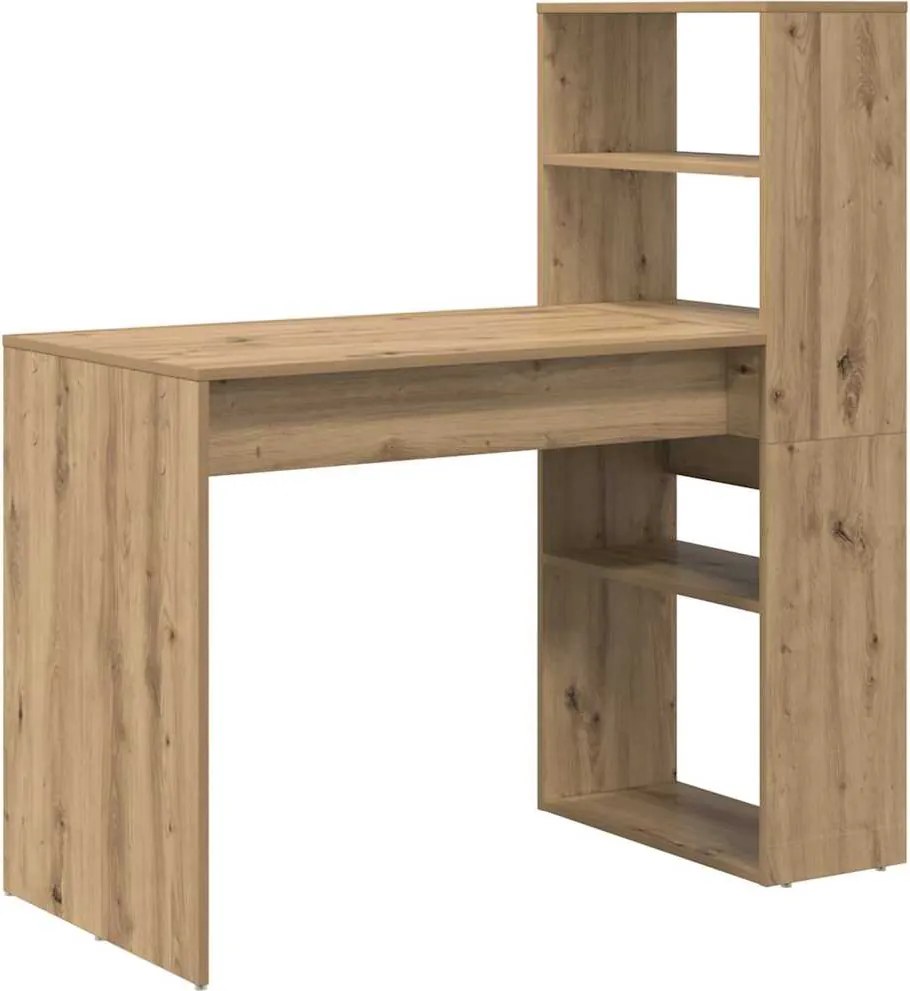 vidaXL Asztal polcokkal Artisan tölgy 113 x 54 x 120 cm Faanyag