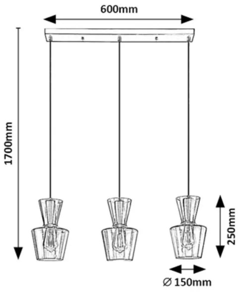 Rabalux 72163 - Csillár zsinóron ABRA 3xE27/60W/230V