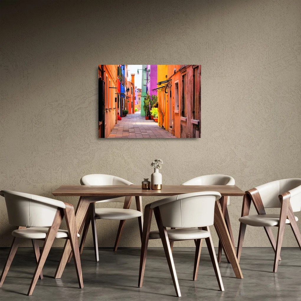 Színes olasz utca képe (üvegen) (70x50 cm)