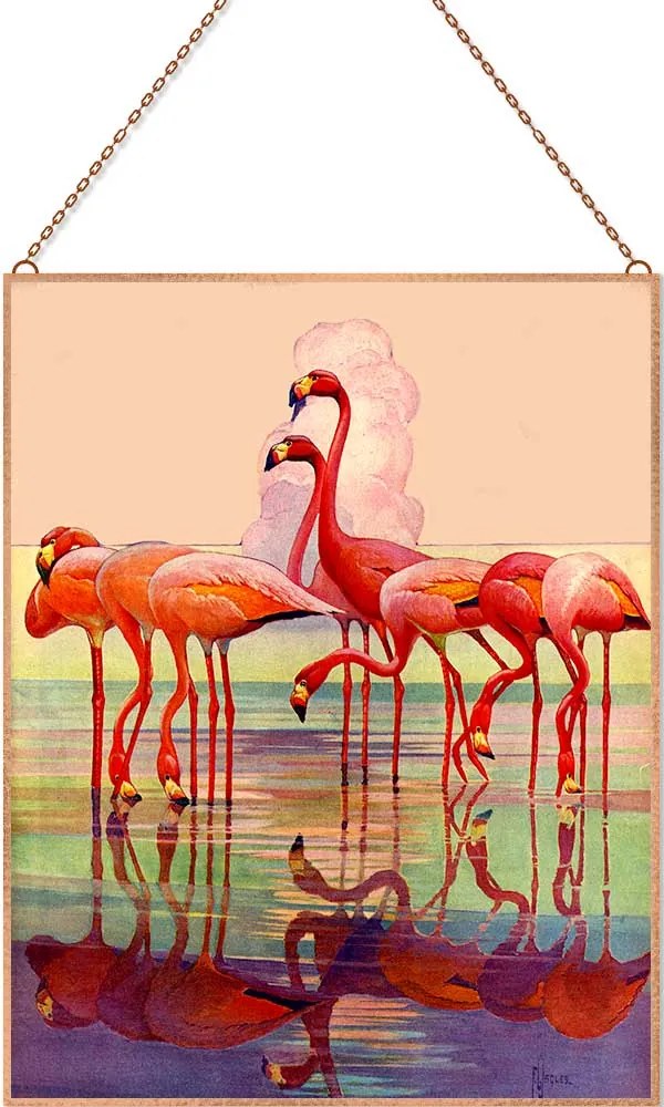 Flamingók üvegkép, falikép