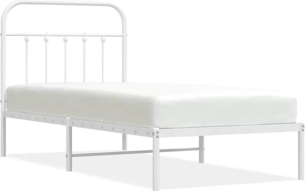 vidaXL fehér fém ágykeret fejtámlával 90x190 cm
