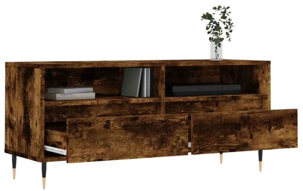 füstös tölgy színű szerelt fa TV-szekrény 100x34,5x44,5 cm