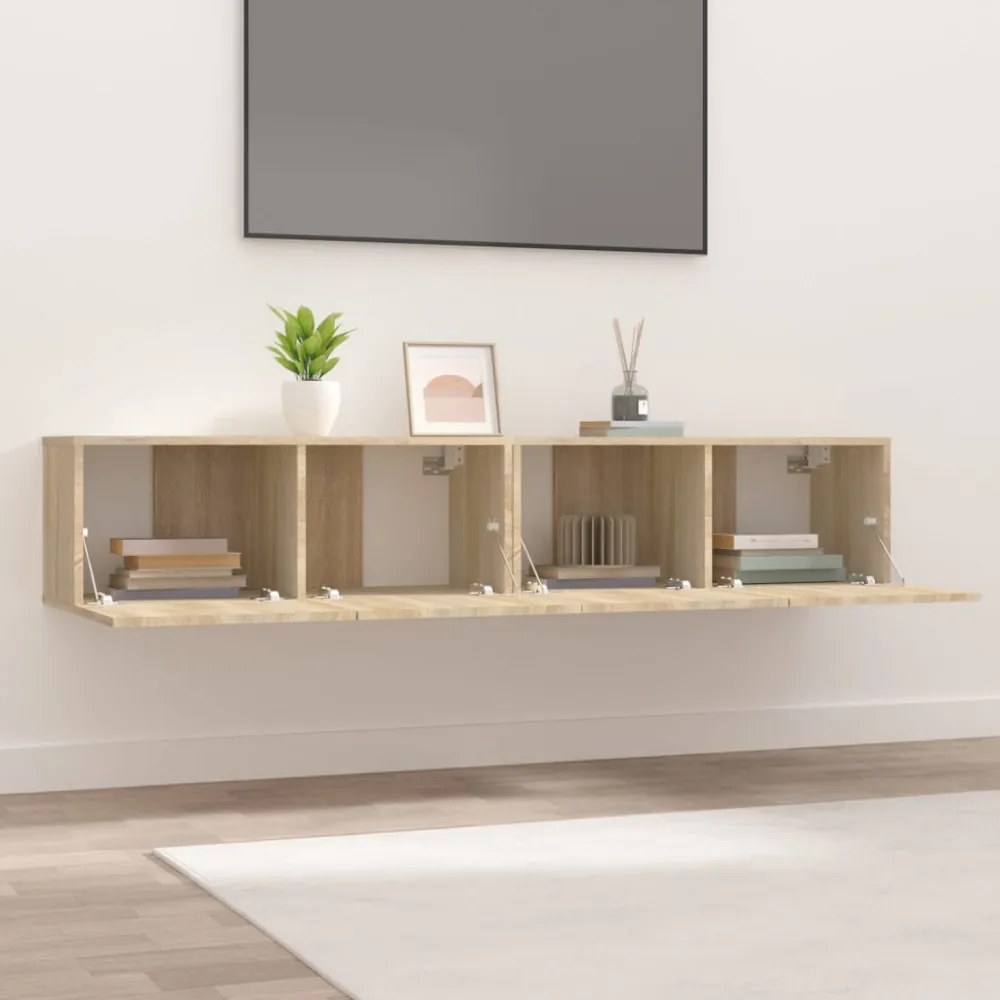 2 db sonoma tölgy szerelt fa TV-szekrény 80x30x30 cm