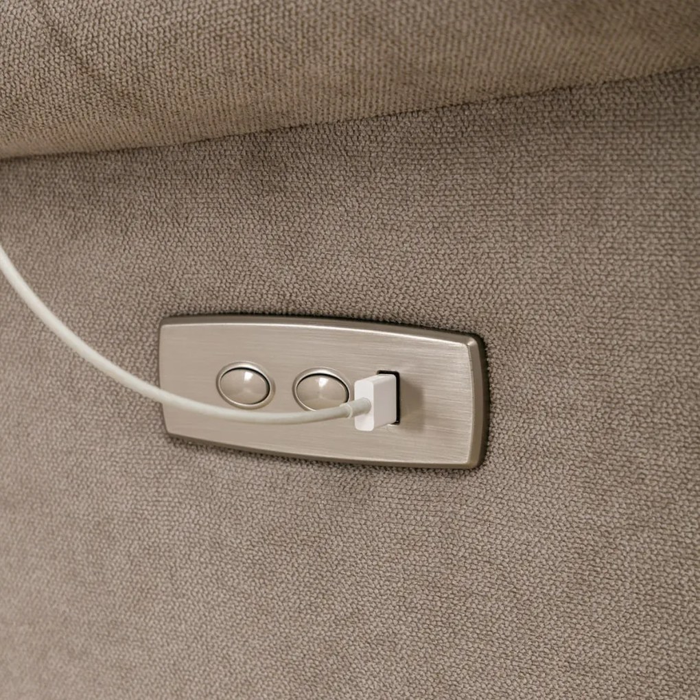 TV és relaxációs fotel elektromos vezérléssel, ezüst szövetkárpitozással. Raktárról