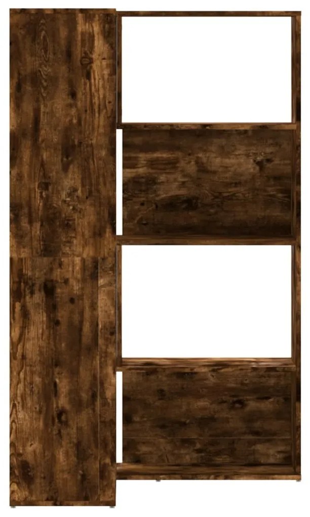 4 szintes füstös tölgy szerelt fa sarokkönyvespolc 85x85x140cm