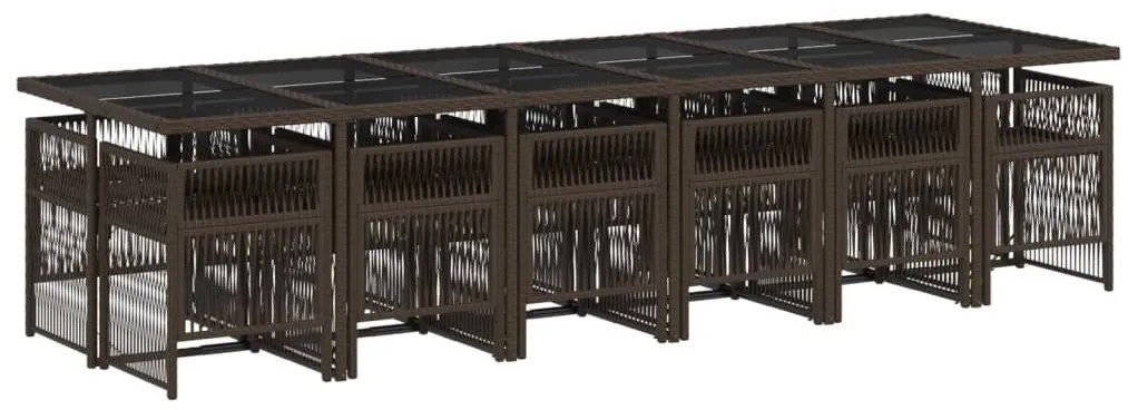 13 részes barna polyrattan kerti ülőgarnitúra párnákkal