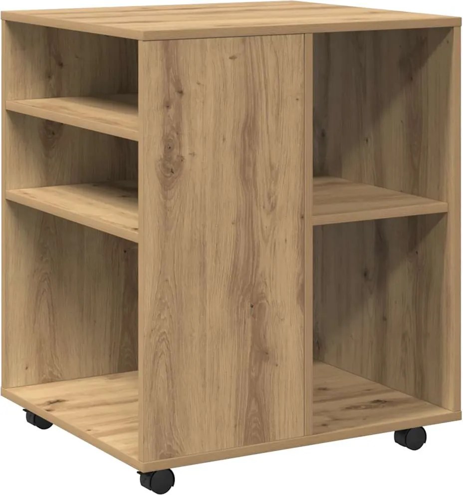 vidaXL kézműves tölgy színű szerelt fa kerekes szekrény 60 x 53 x 72cm