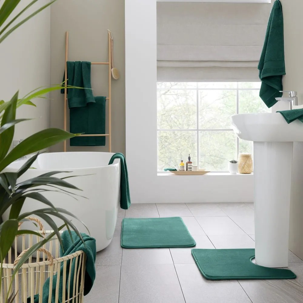 Sötétzöld frottír pamut törölköző és fürdőlepedő készlet 6 db-os Anti-Bacterial – Catherine Lansfield