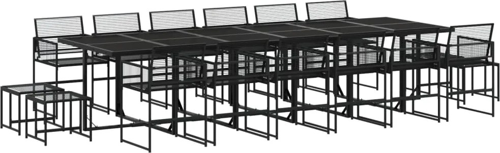 vidaXL 17 részes fekete polyrattan kerti étkezőgarnitúra