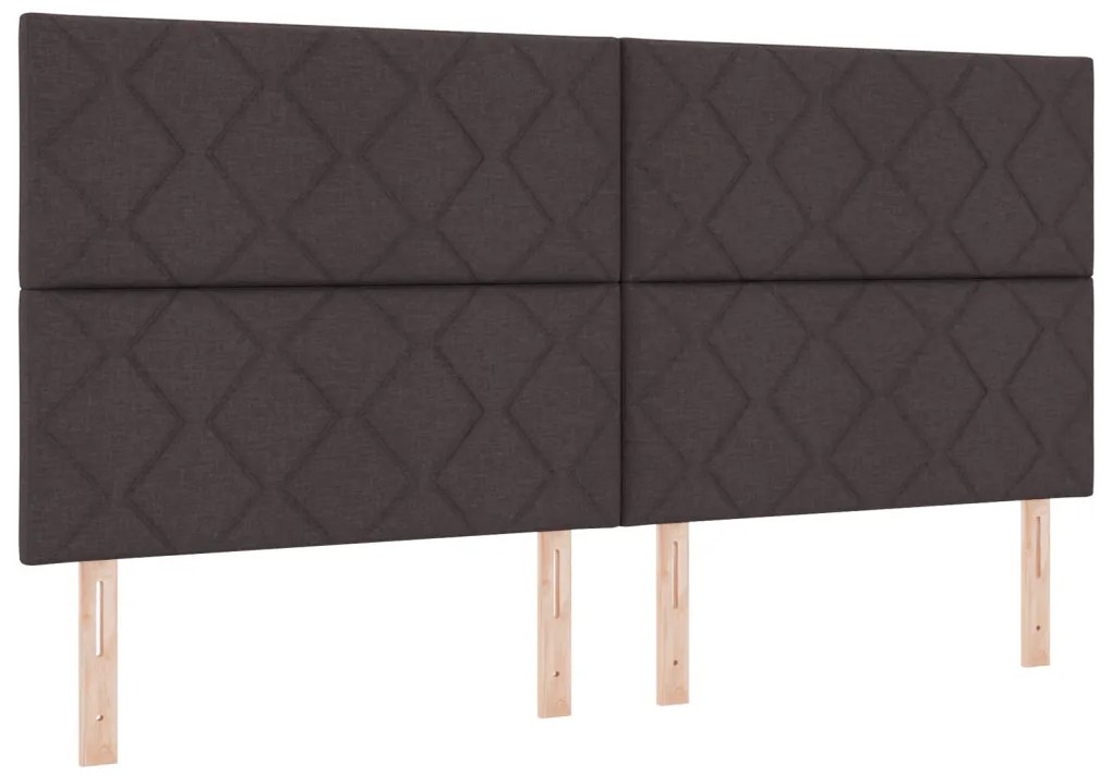 Box Spring ágy matraccal és padról sötétbarna 200x200 cm szövet