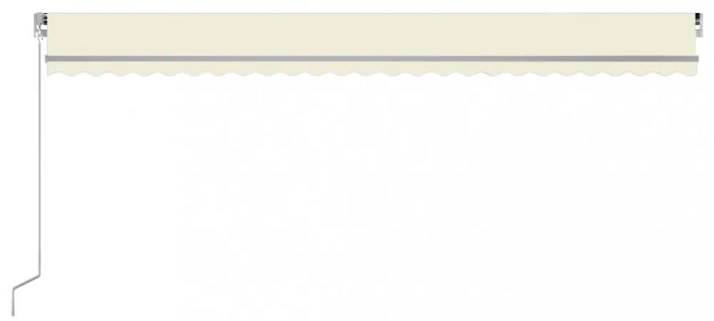 krémszínű kézzel kihúzható LED-es napellenző 600 x 300 cm