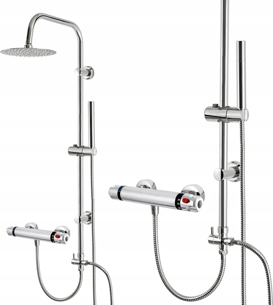 Zuhanyszett Termosztatikus Csapteleppel Fém Kerek Esőztető